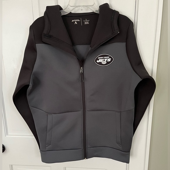Men's Antigua Charcoal New York Jets Full-Zip Hoodie Large New Activewear - Picture 2 of 14